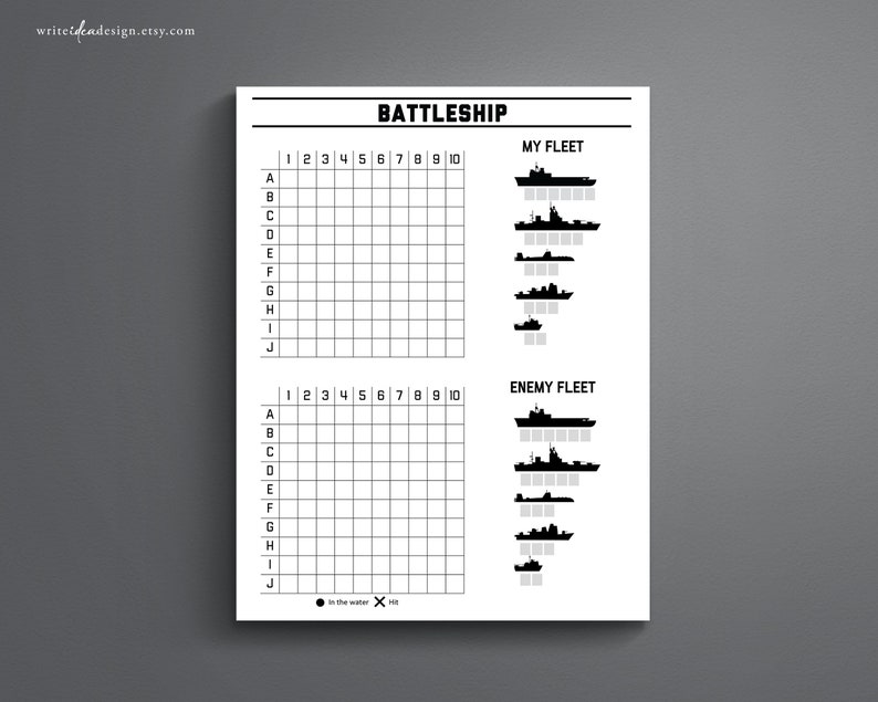 Printable Battleship Game. Battleship Board Game. - Etsy