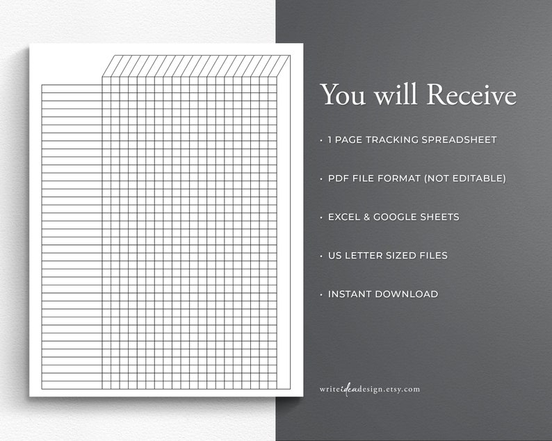 Document Tracking List.pdf Printable Blank Tracking Spreadsheet. Printable PDF, Excel, Google ...