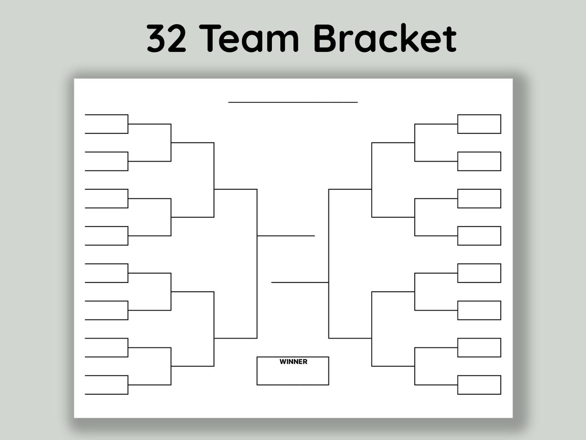 Sports Bracket Printable. 8 16 32 Team Bracket. Tournament Etsy Sweden