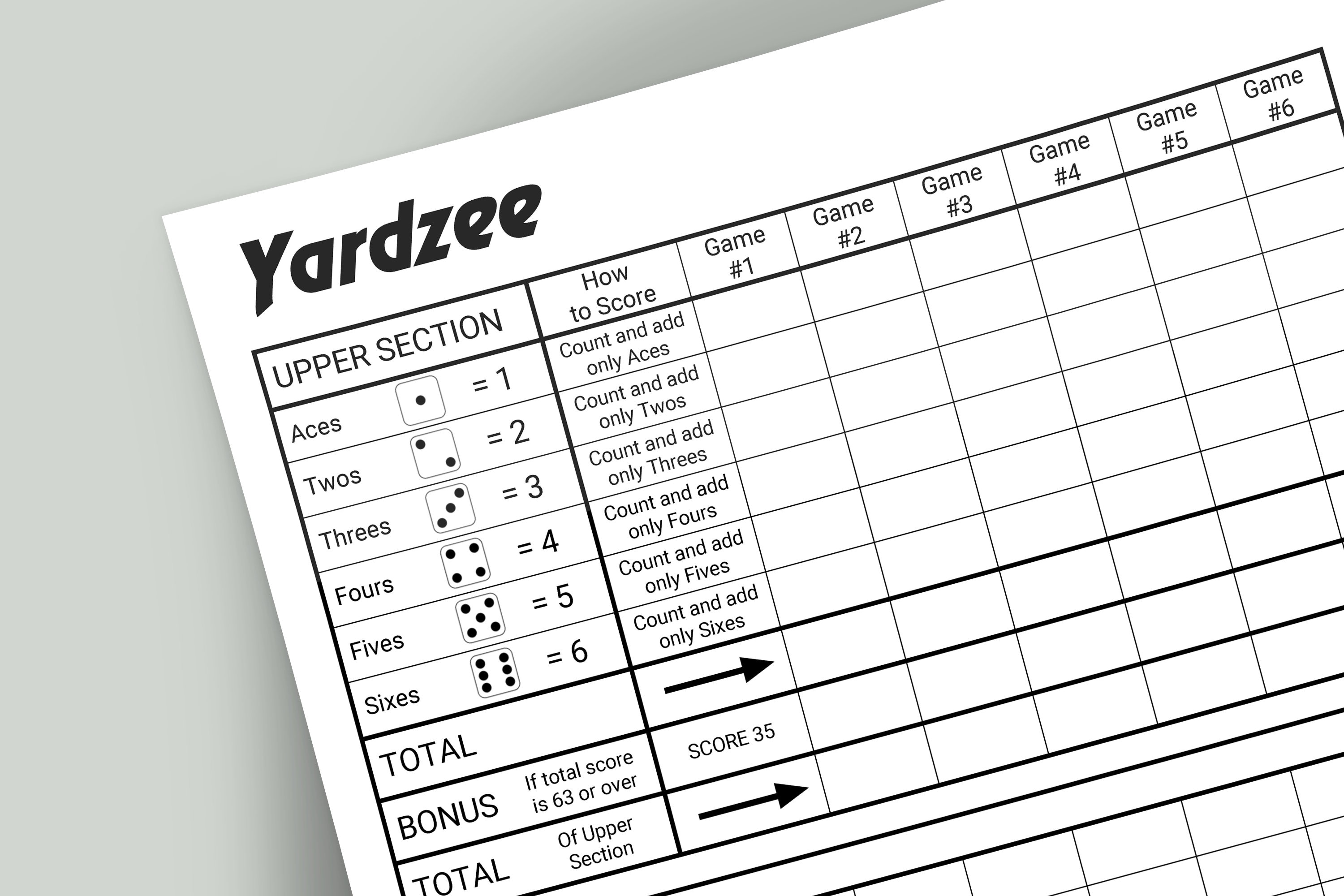 Yahtzee score sheets for sale only 4 left at 65 