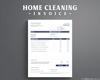Home Cleaning Invoice Template | Editable Microsoft Word | House Cleaning Service Invoice
