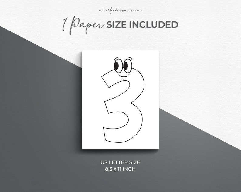 Puede incluir: P&aacute;gina para colorear imprimible en blanco y negro con el n&uacute;mero 3 con una cara de dibujos animados. El n&uacute;mero est&aacute; dise&ntilde;ado para un papel de tama&ntilde;o US Letter, 8,5 x 11 pulgadas.