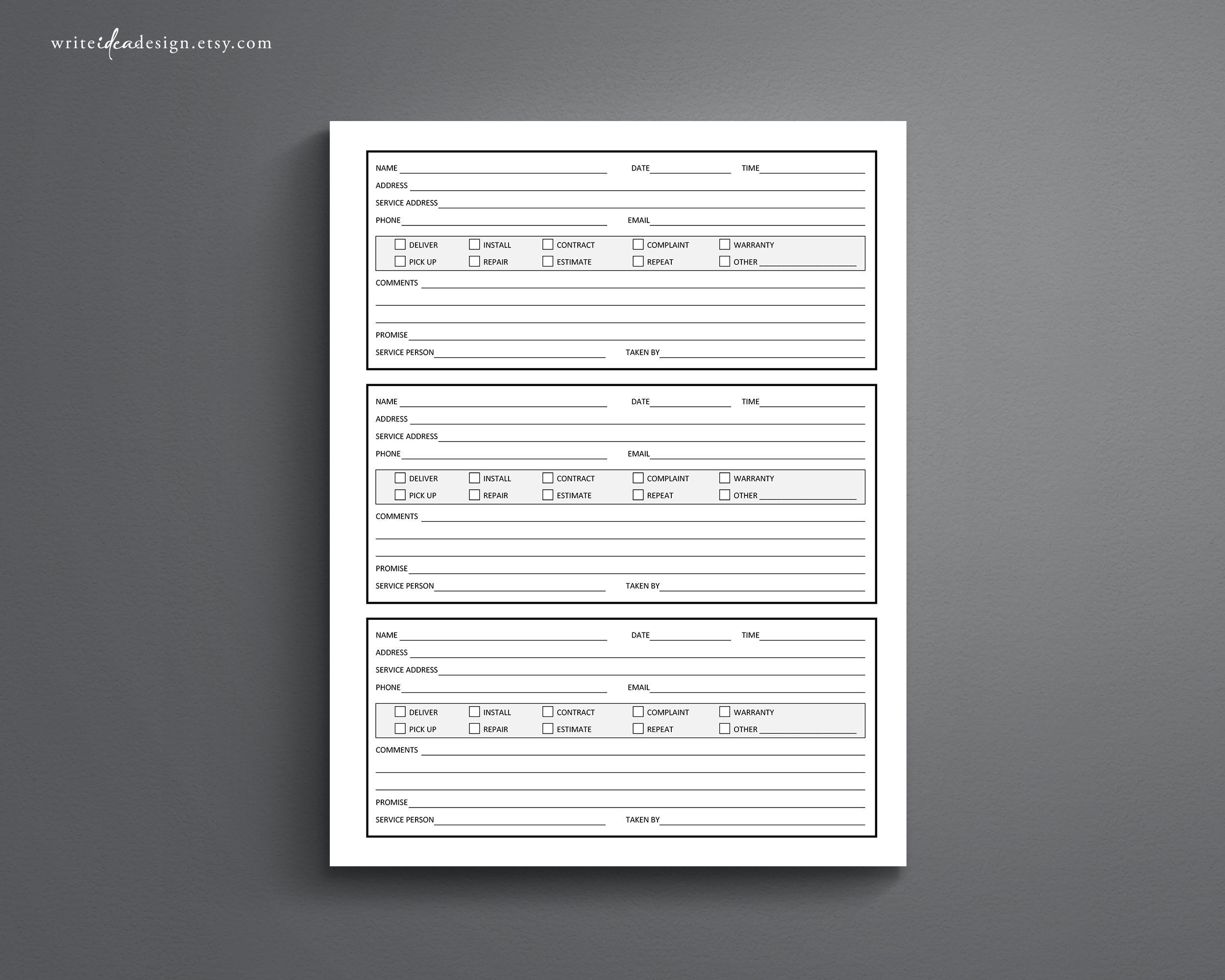 Service Call Log. Printable Service Tracker. Maintenance Call Tracker ...
