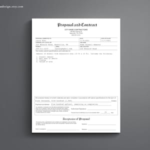 Contract Template. PDF/Google Docs/Microsoft Word. Contract and Proposal. Contract Form. Quote Form. Job Proposal. Service Contract.