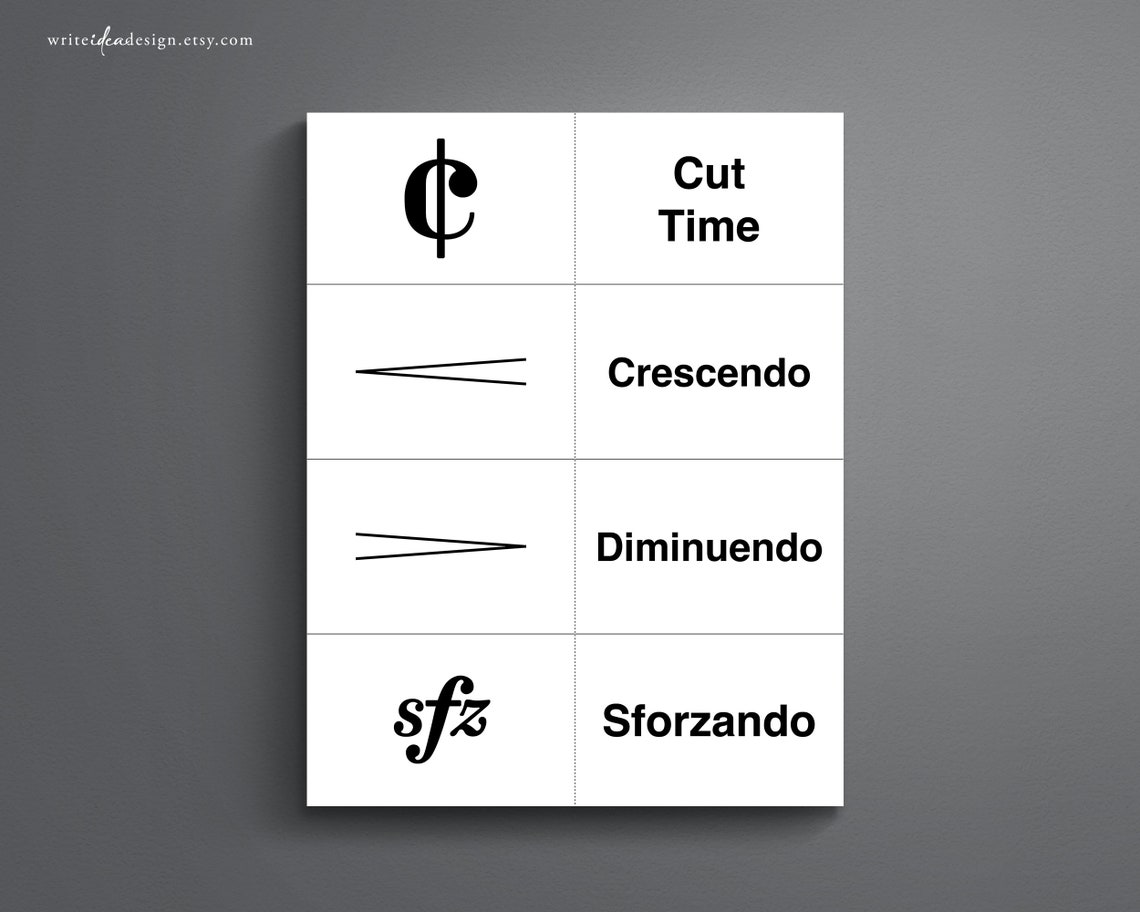 44 Printable Music Symbol Flash Cards for Learning Music Etsy
