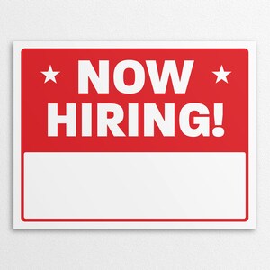 Printable Now Hiring Sign, US Letter and A4 Sizes, PDF Download