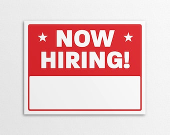 Printable Now Hiring Schild, US Letter und A4 Größen, PDF Download
