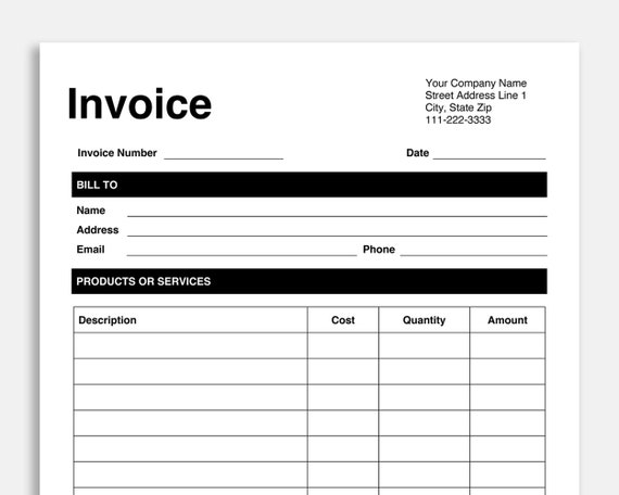 invoice template pdf google docs word business invoice etsy israel