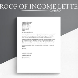 Plantilla de carta de prueba de ingresos profesional. Documentos de Google/Microsoft Word. Carta de Verificación de Empleo.