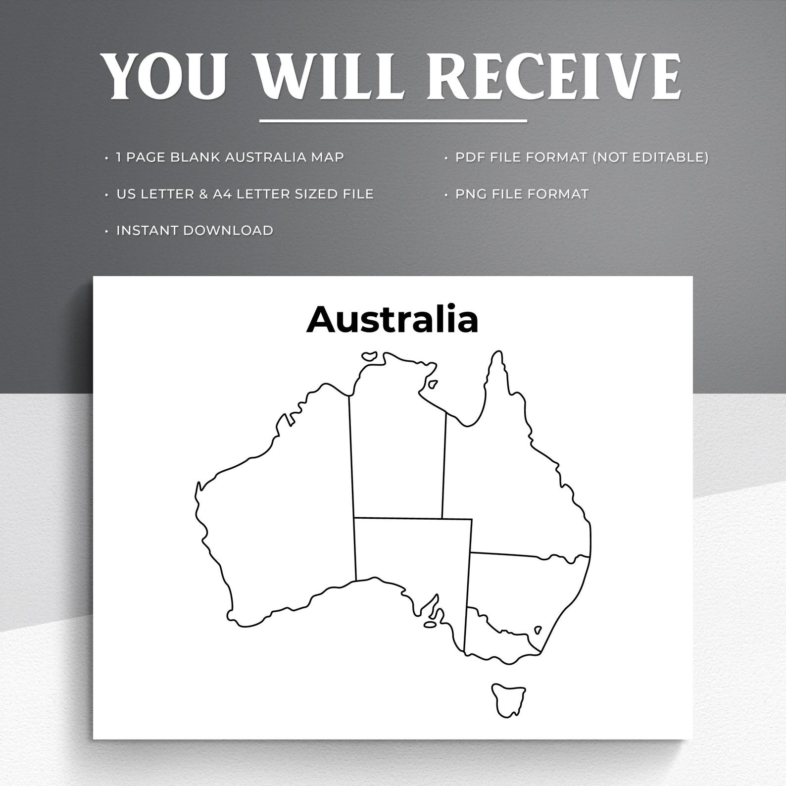 Printable Australia Map PDF + PNG Blank Australia Outline Map With — free download