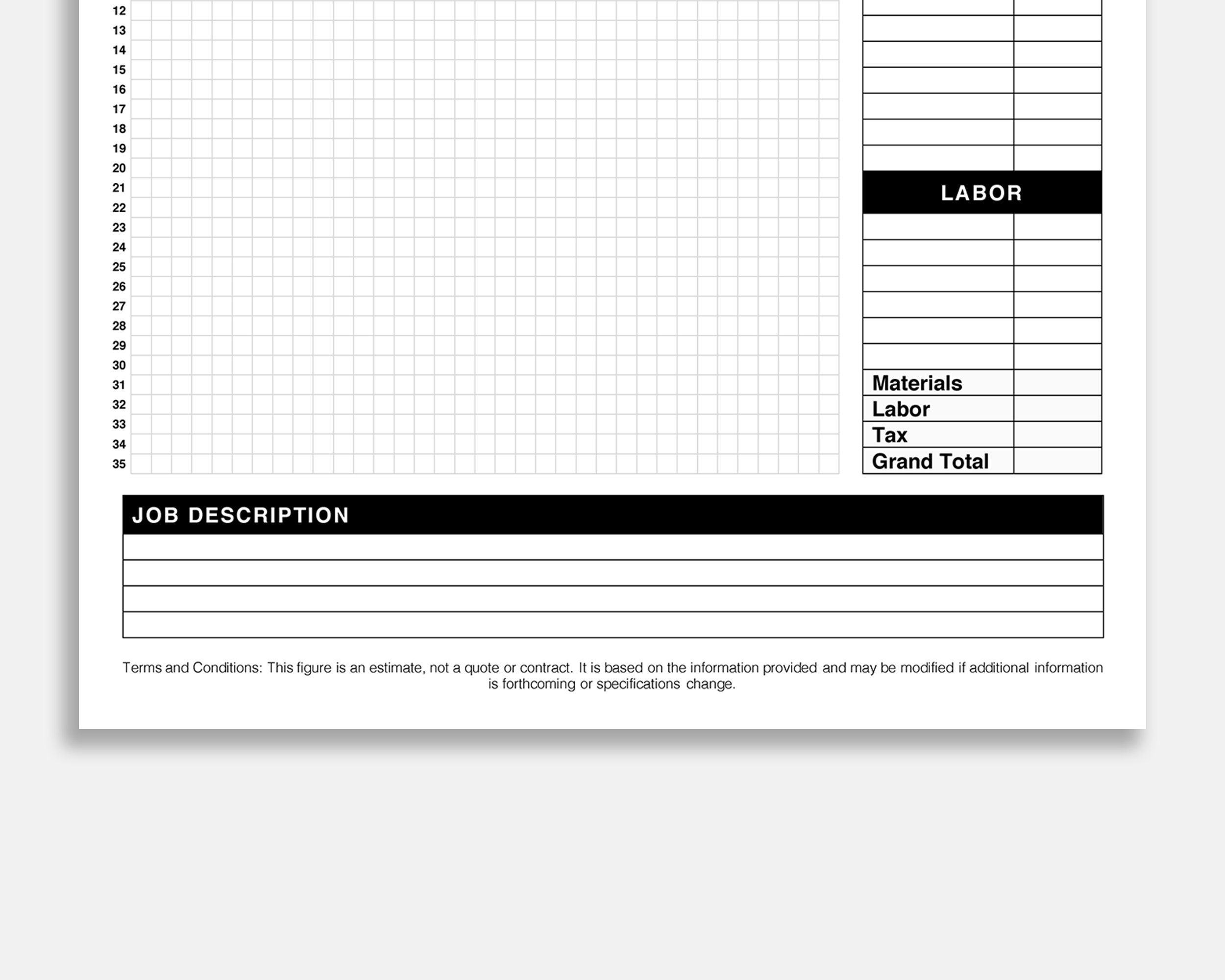 Job Sketch Estimate Form Editable Estimate Template - Etsy