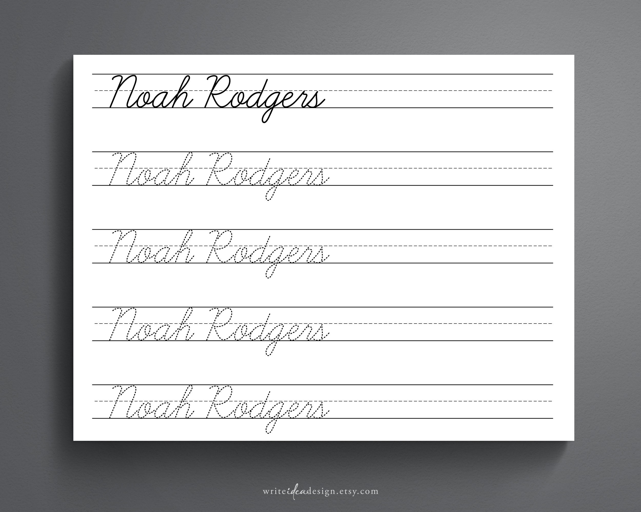 Personalized cursive name tracing sheet cursive name writing etsy