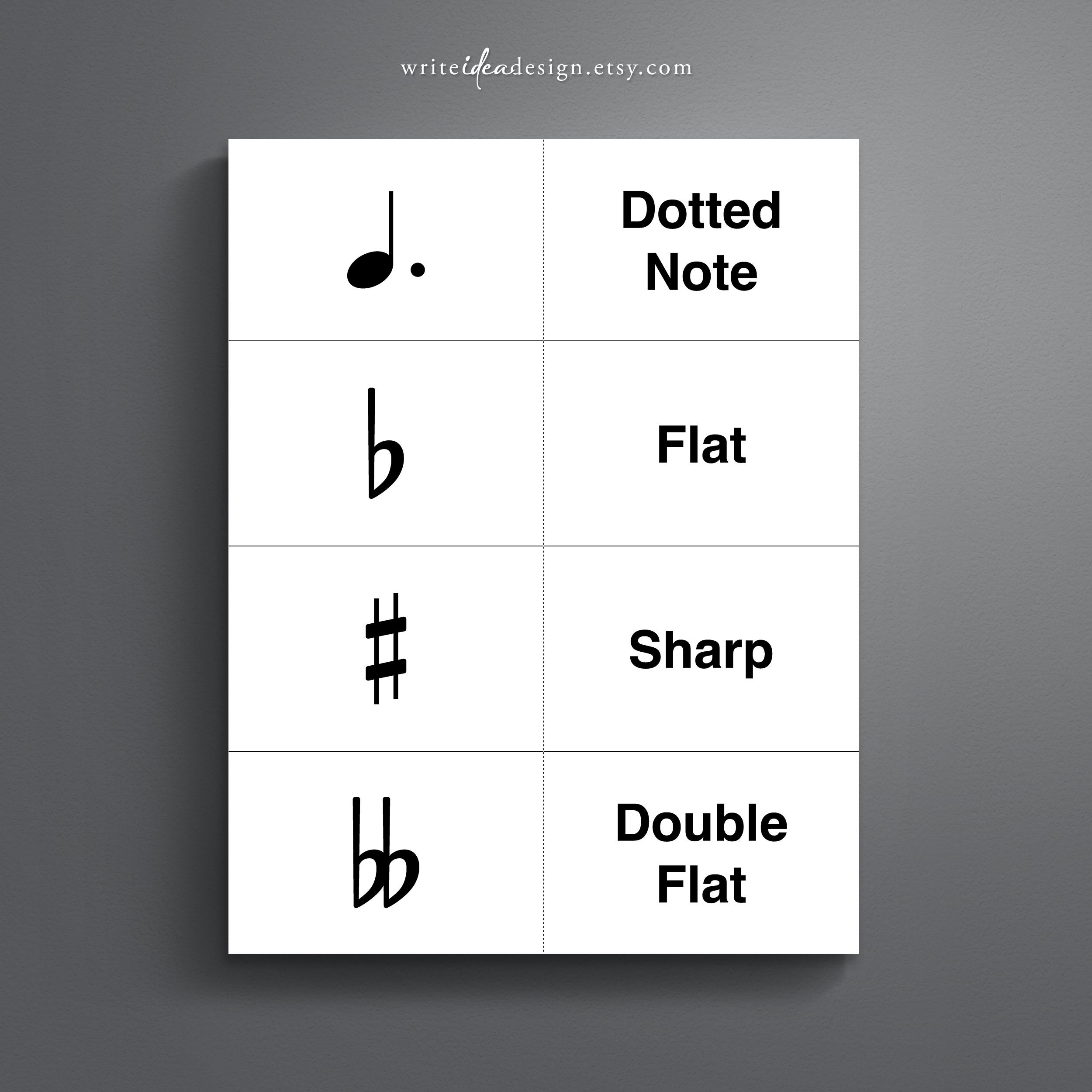 Musical Notes Symbol Flash Card.pdf Printable Music Symbol Flash Cards: Learn Music Theory (PDF) - Etsy