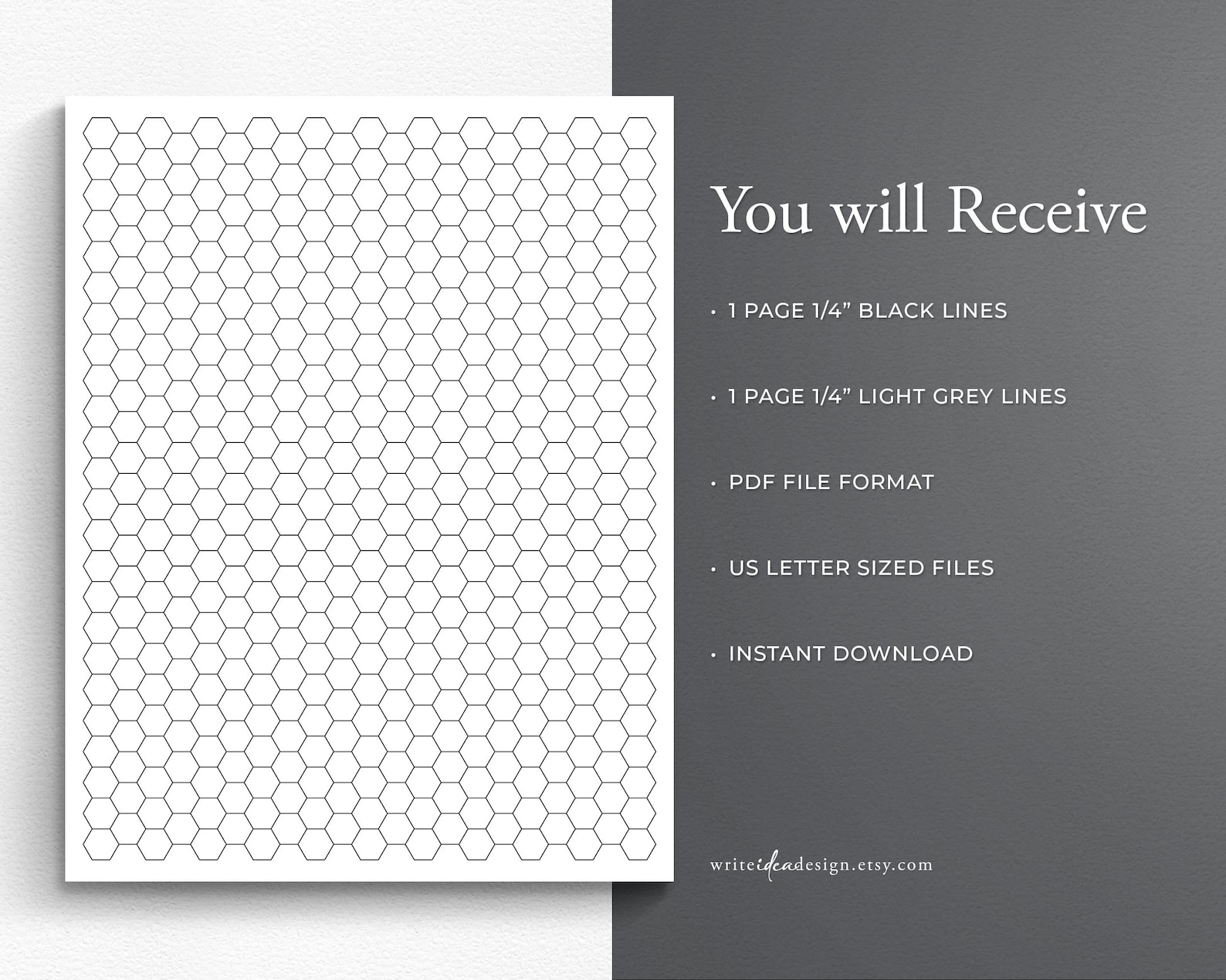 Printable Organic Chemistry Paper. Hexagon Paper. Hexagon Grid - Etsy