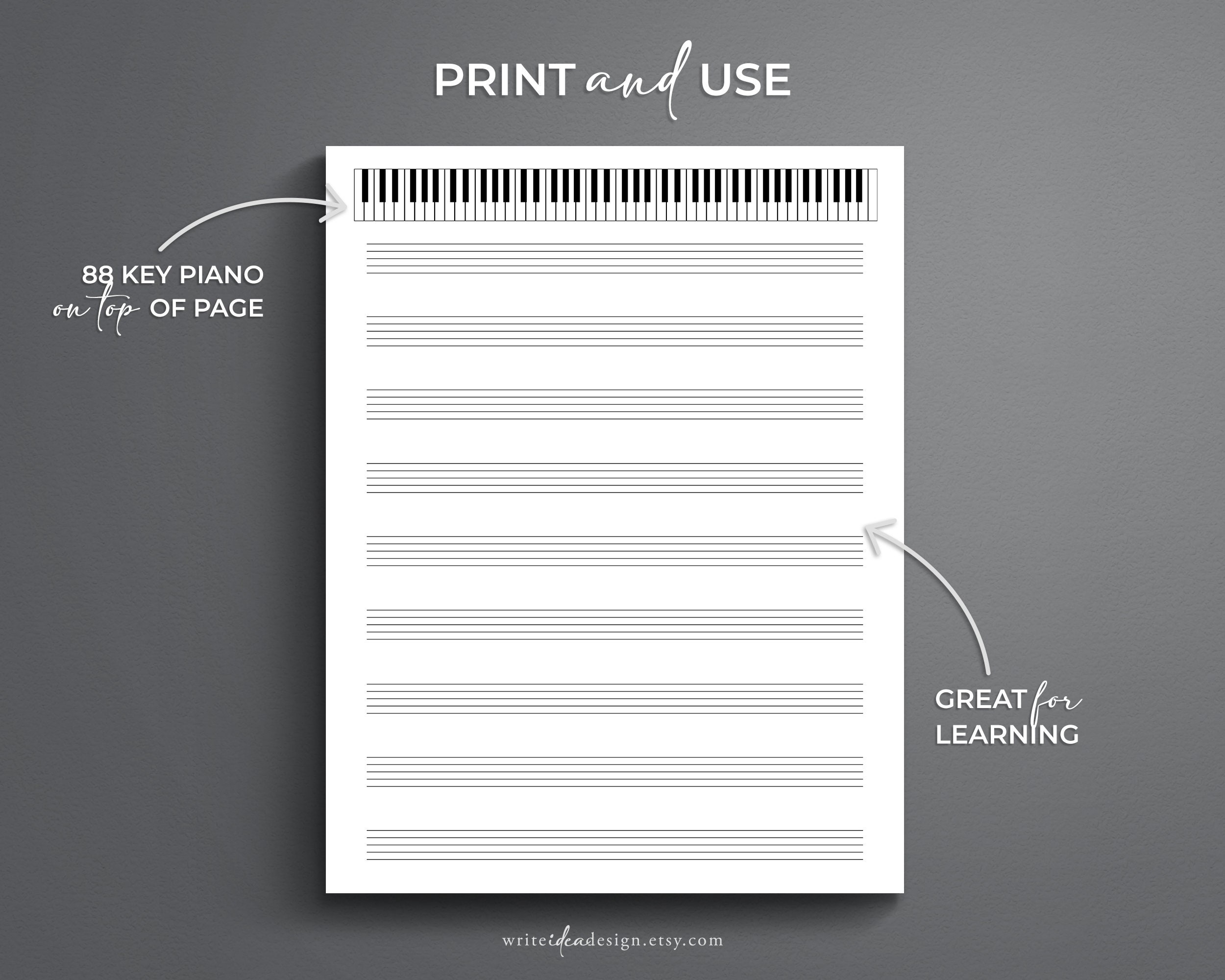 Printable Sheet Music With Piano for Letter/a4. Blank Sheet - Etsy