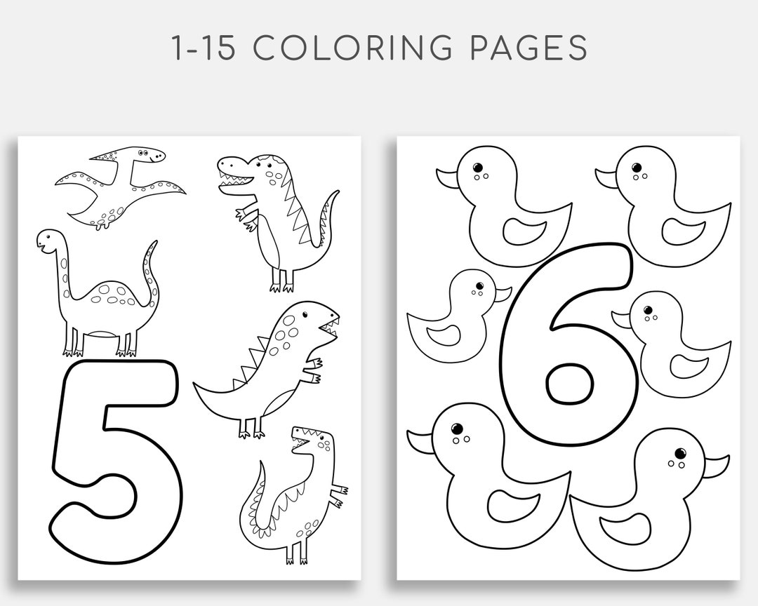 Number Coloring Pages 1-15. Preschool Activity. Toddler - Etsy