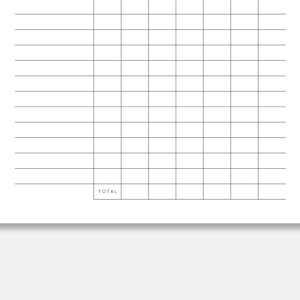 May include: A blank grid with 10 columns and 20 rows. The grid is labeled "TOTAL" at the bottom.