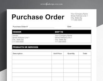Purchase Order Template. PDF/Google Docs/Microsoft Word. Purchase Order Form. Order Template.