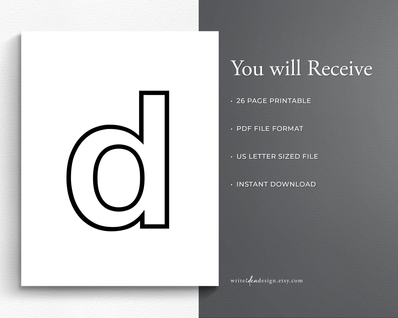 Printable Lowercase Letters. Printable Alphabet. 26 Pages. - Etsy