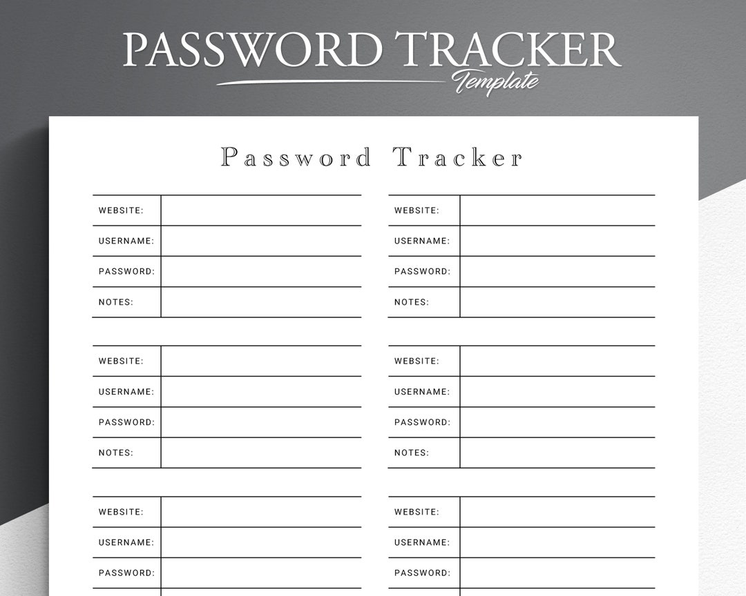 Printable Password Tracker. Password Log and Password Keeper. Digital ...