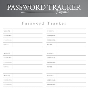 Printable Password Tracker. Password Log and Password Keeper. - Etsy