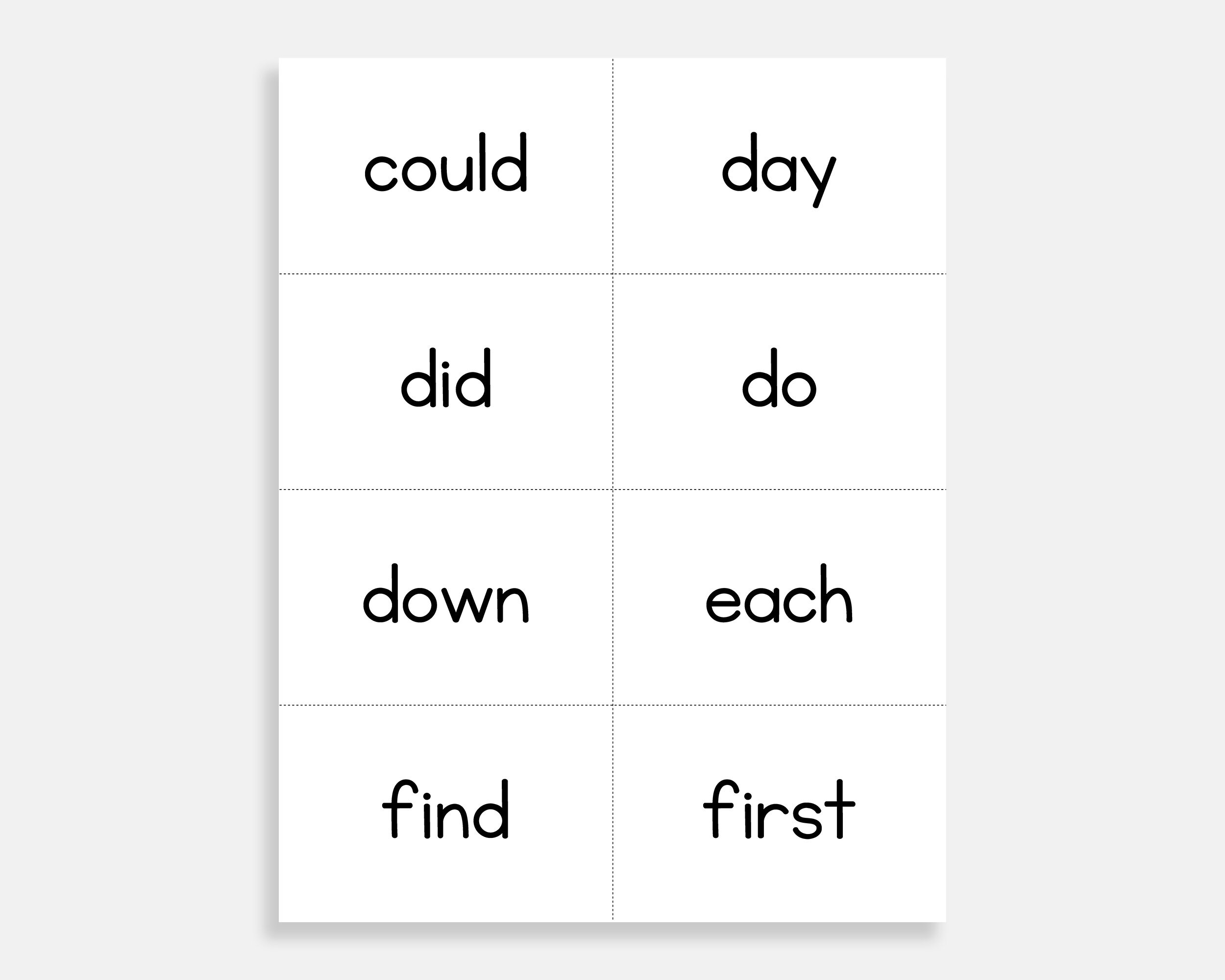 100 Sight Words Printable Flash Card. Kindergarten Sight - Etsy Australia