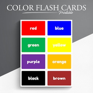 Cartes flash couleur imprimables. Cartes Flash imprimables de nom de couleur. Apprendre les couleurs. Cartes flash de la maternelle.