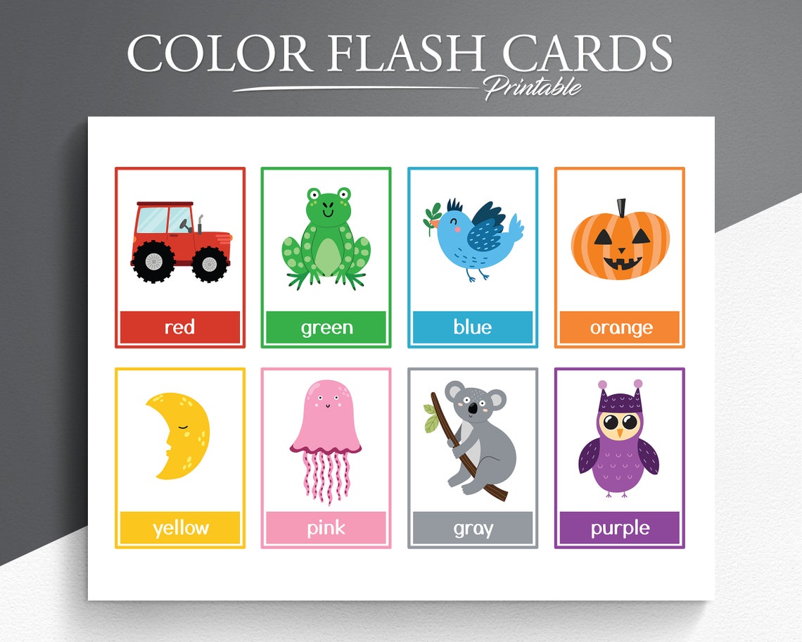 Preschool Color Flash Cards: 12 Printable Cards (PDF) - Etsy