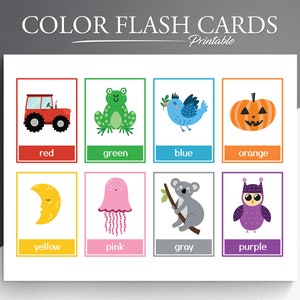 12 cartes flash couleur imprimables. Cartes flash couleur préscolaire.