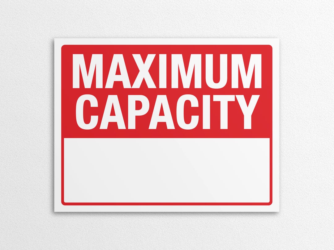 Printable Maximum Capacity Sign - US Letter and A4 Sizes, Instant ...