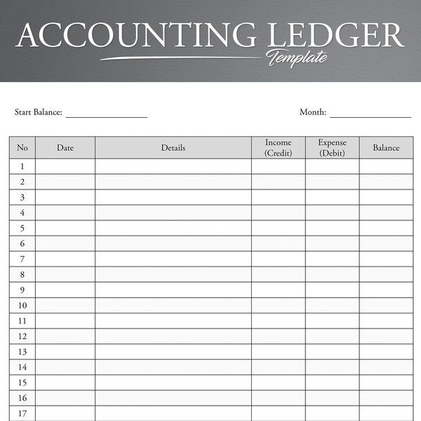 Accounting Ledger. Google Docs/Microsoft Word/Printable PDF. General Ledger. Expense Tracking.