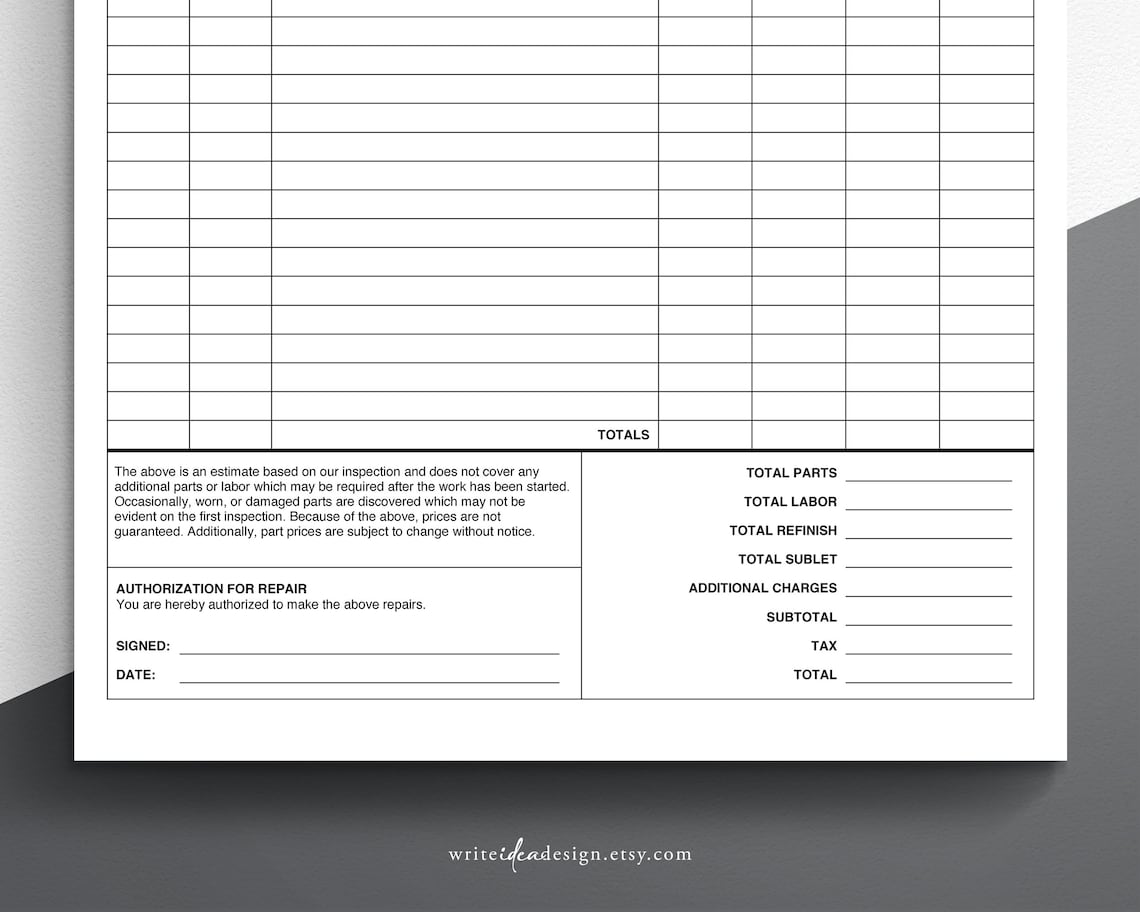 Auto Repair Estimate. Body Shop Estimate. Auto Body Estimator. Etsy