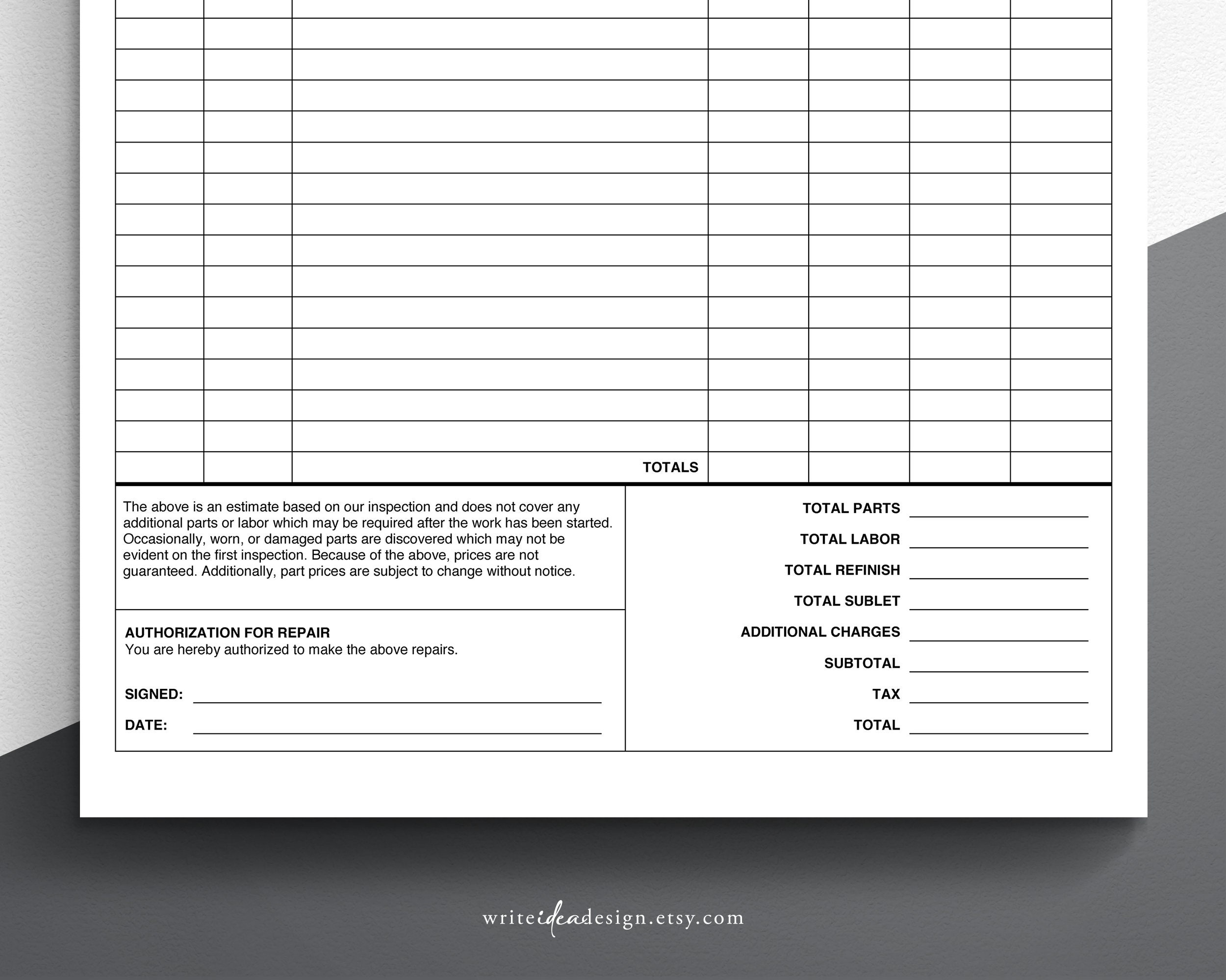 Auto Repair Estimate. Body Shop Estimate. Auto Body Estimator. Etsy UK