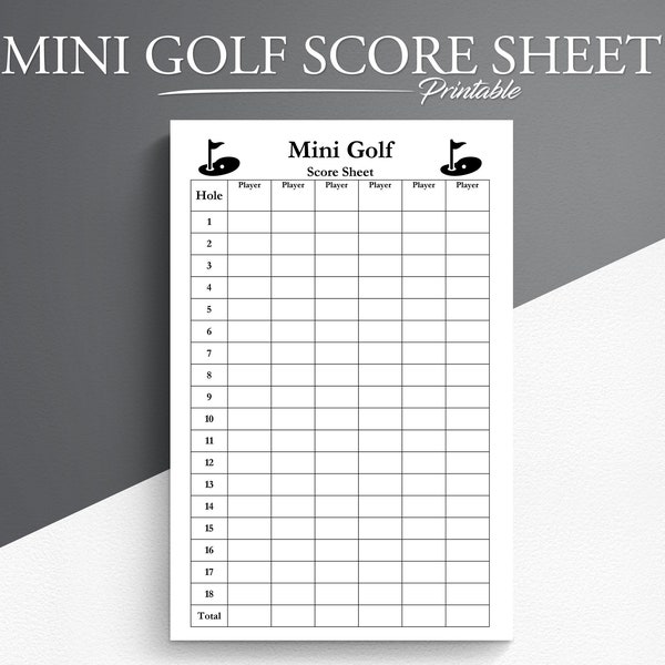 Printable Mini Golf Score Sheet - PDF Format | 2 Per Page | Miniature Golf Game