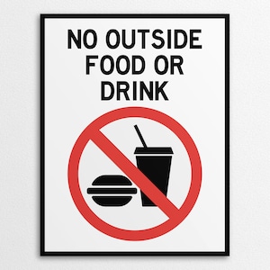 Printable No Outside Food Signs in US Letter and A4 Sizes, Instant Download PDF