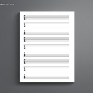 5-String Tablature Paper: US Letter & A4 Sheet Music (PDF Pattern)