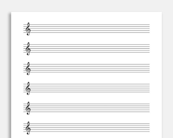 Printable Treble Clef Sheet Music for Letter/a4. Blank Music - Etsy