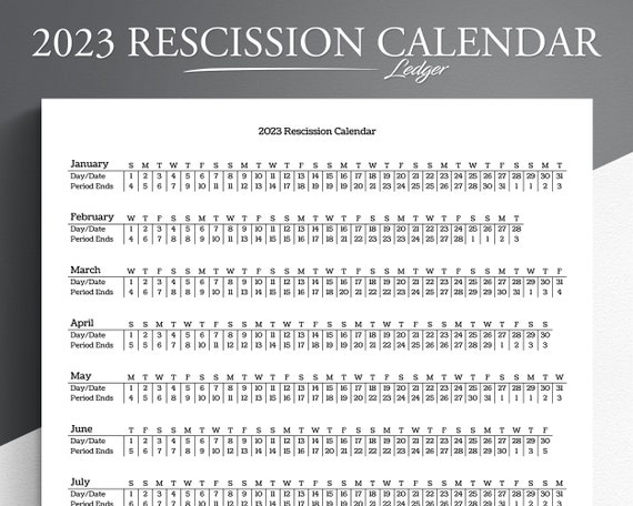 2023 Rescission Calendar for Loan Signing Agents and Notaries. - Etsy