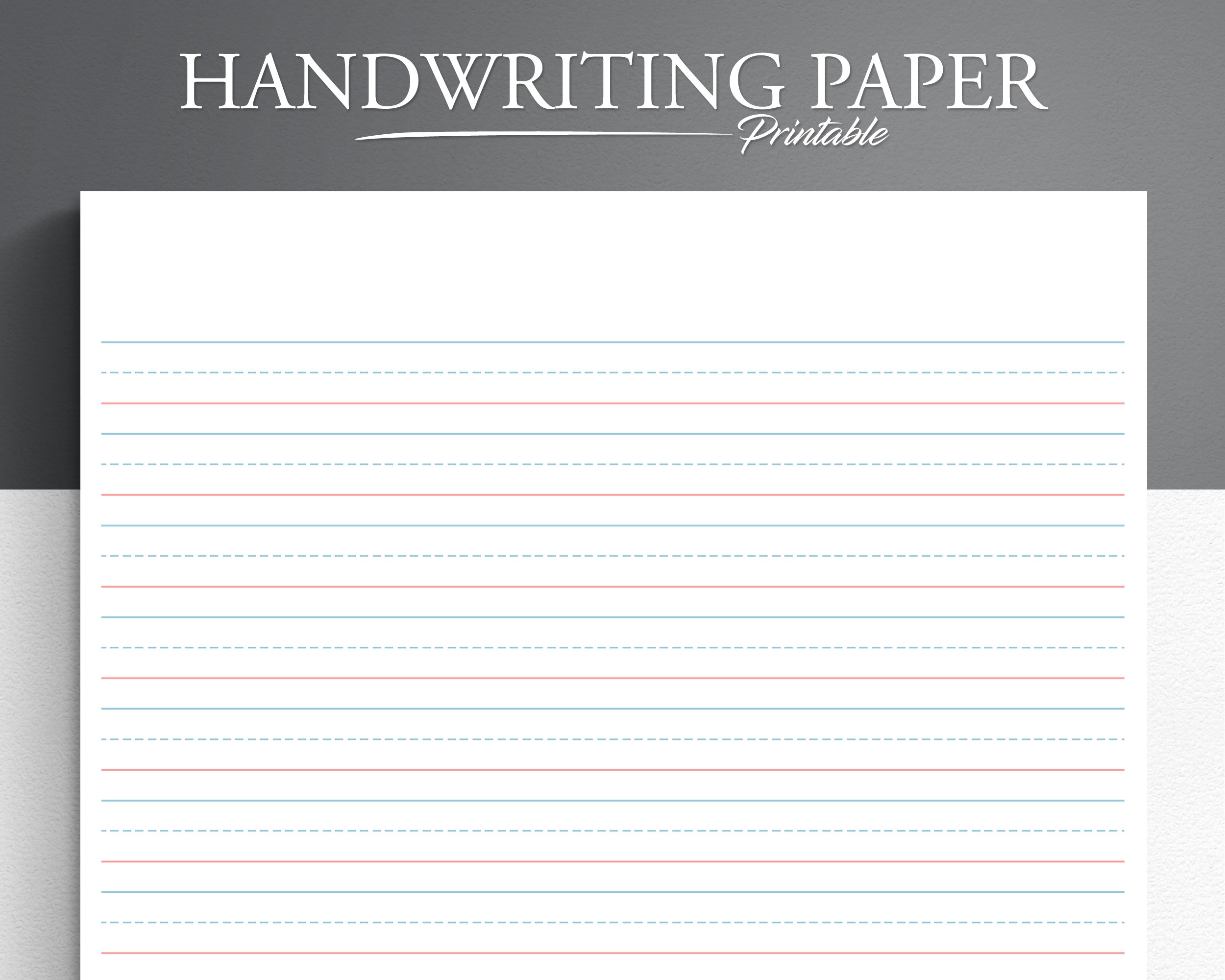 Red/blue Practice Writing Paper. Handwriting Paper. Red Bottom, Blue Top  Penmanship Paper. Writing Practice Paper. Handwriting Sheet. 