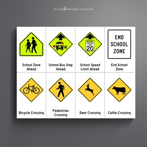 Printable Road Sign Flash Cards. Set of 80. Traffic Sign Flash Cards ...