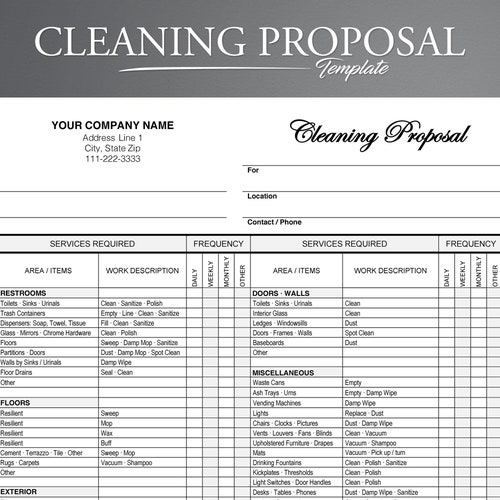 Cleaning Proposal Template Cleaning Business Proposal Etsy