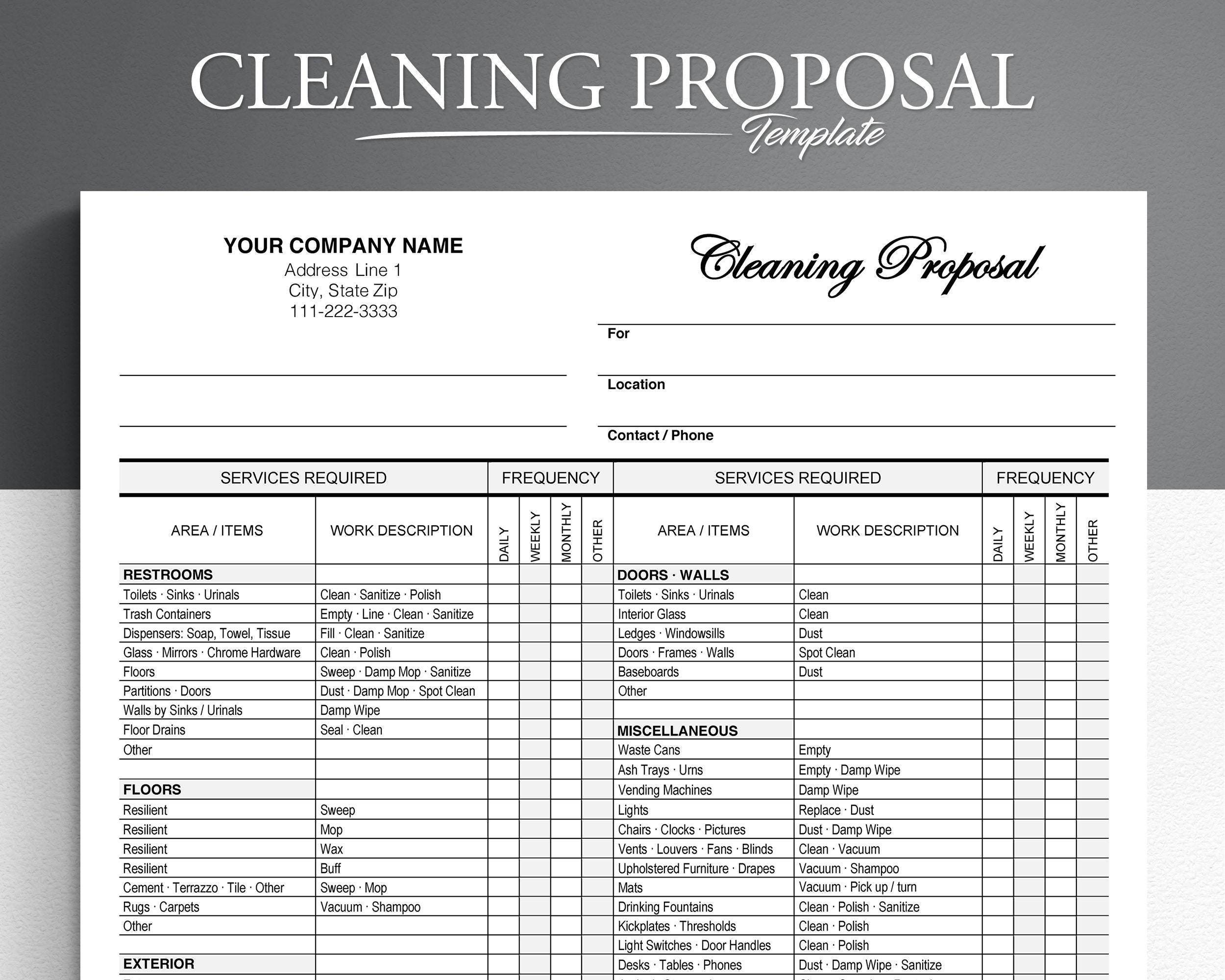 Commercial Cleaning Proposal Template Prntbl concejomunicipaldechinu Commercial Cleaning Proposal Template Prntbl concejomunicipaldechinu