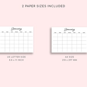 Printable Blank Monthly Calendar. Monday/sunday Start. - Etsy