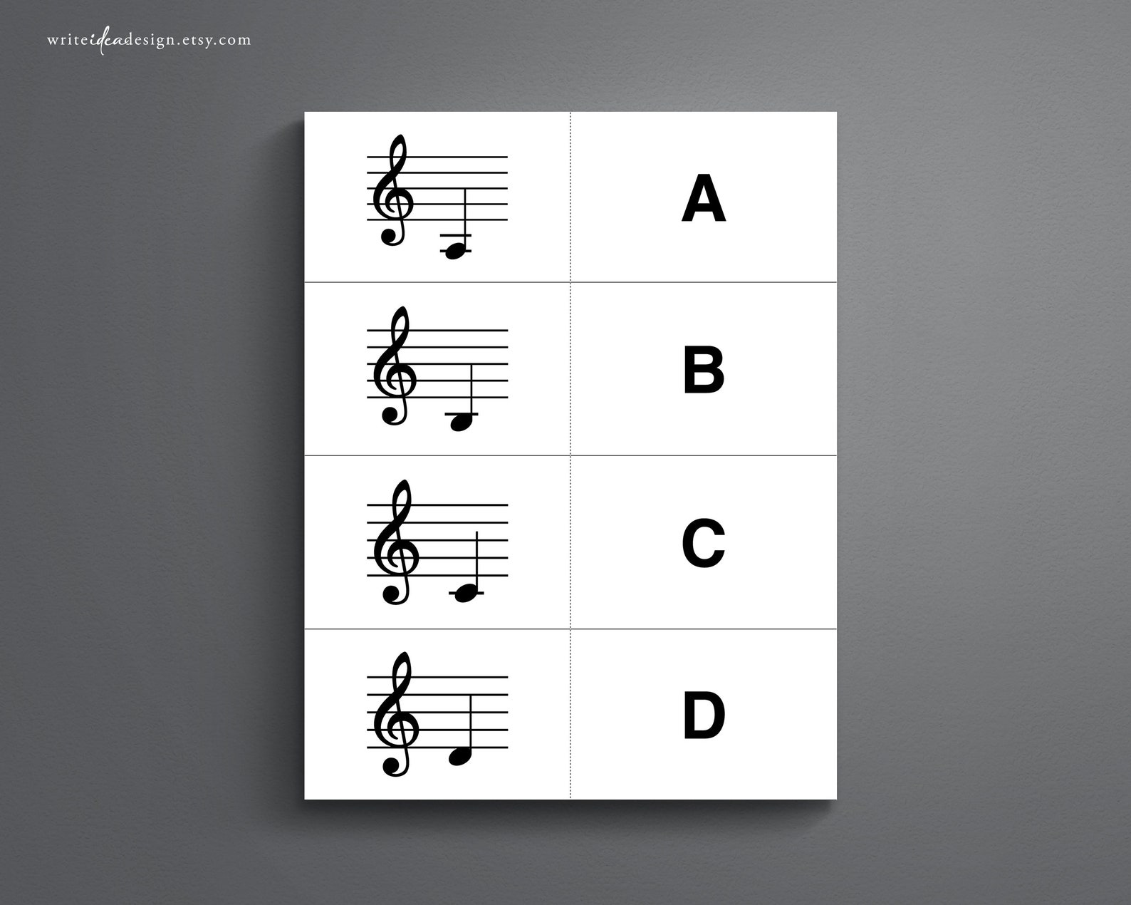 Printable Music Note Flash Cards. Treble Clef. Learning to Etsy