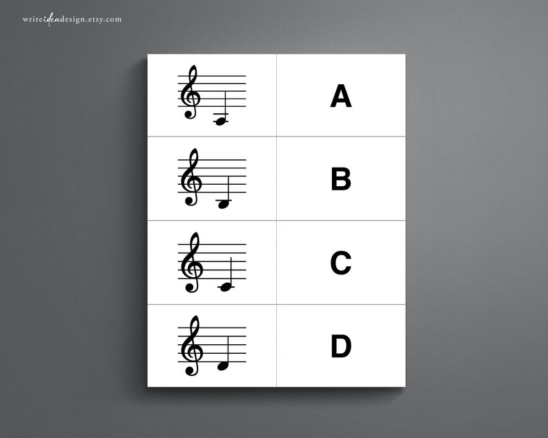 Printable Music Note Flash Cards. Treble Clef. Learning to Etsy