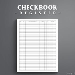 Printable Checkbook Register. Finance Tracker. Check Register. Financial Planner Insert. Bank Transaction Tracker