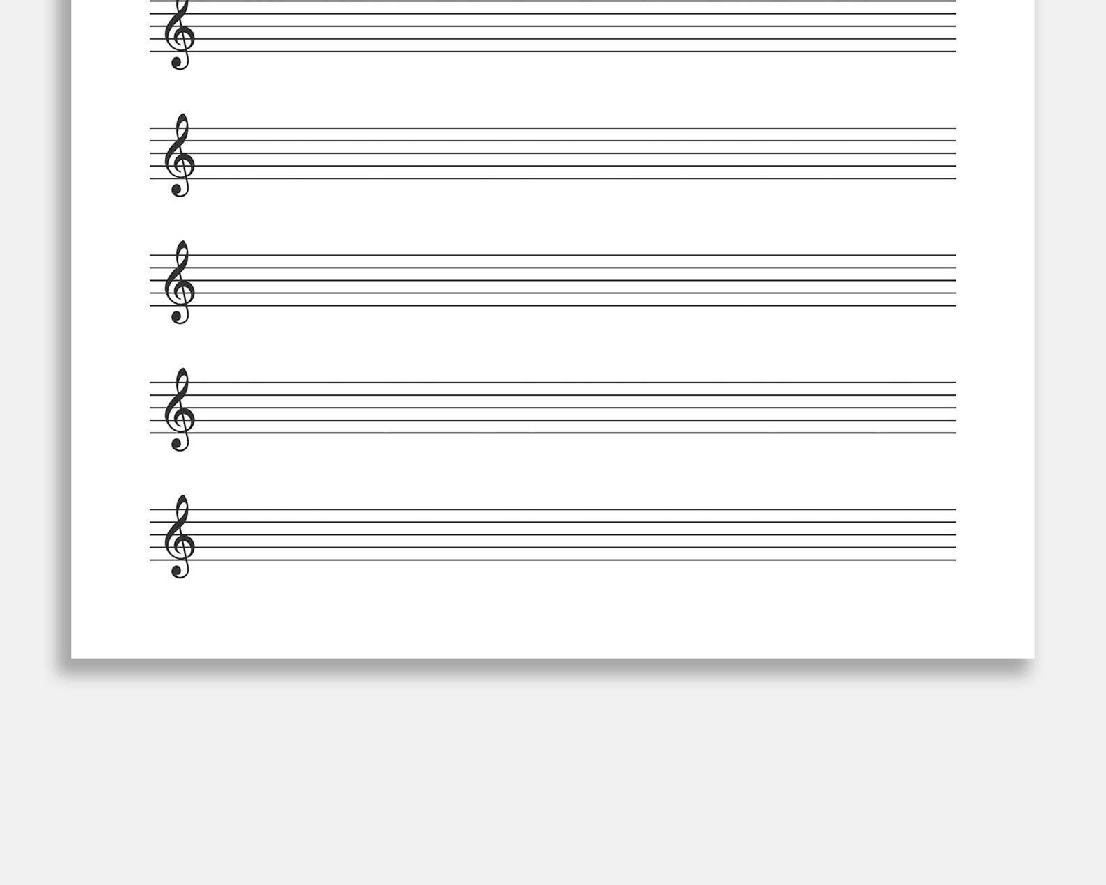 Printable Treble Clef Sheet Music for Letter/a4. Blank Music - Etsy