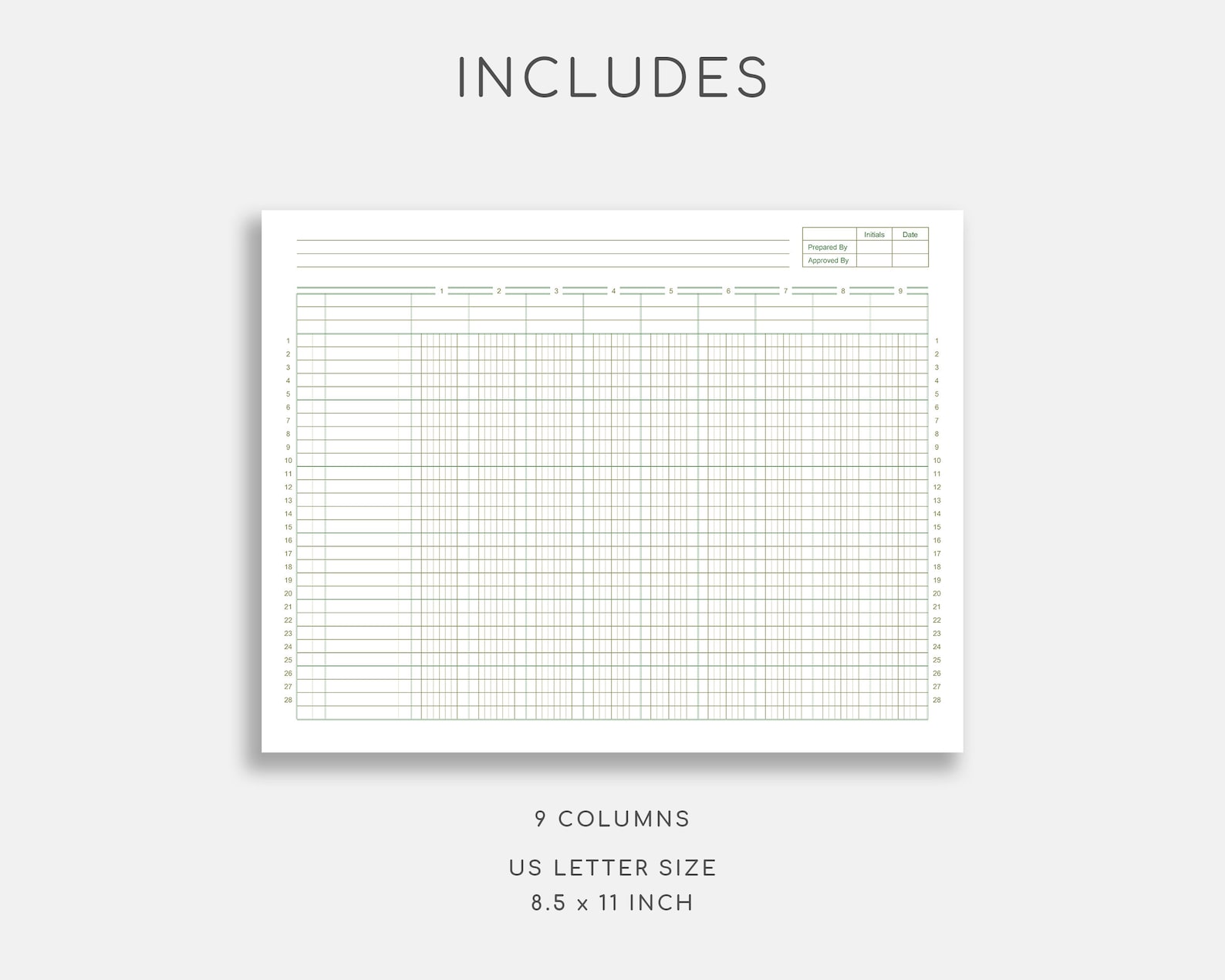 Printable Columnar Paper. Accounting Ledger. Digital Ledger - Etsy
