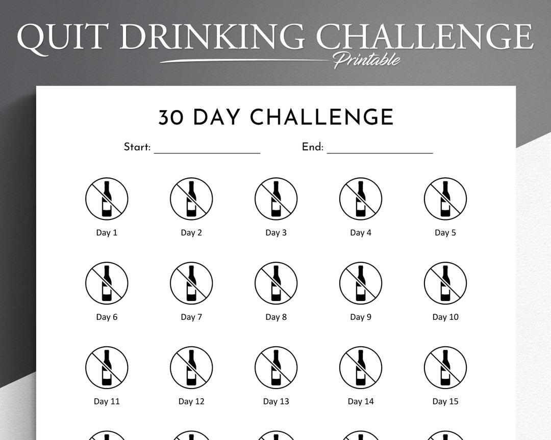 Quit Drinking Printable Challenge Stop Drinking Tracker 30/60/90 No Quit Drinking Printable Challenge Stop Drinking Tracker 30/60/90 No