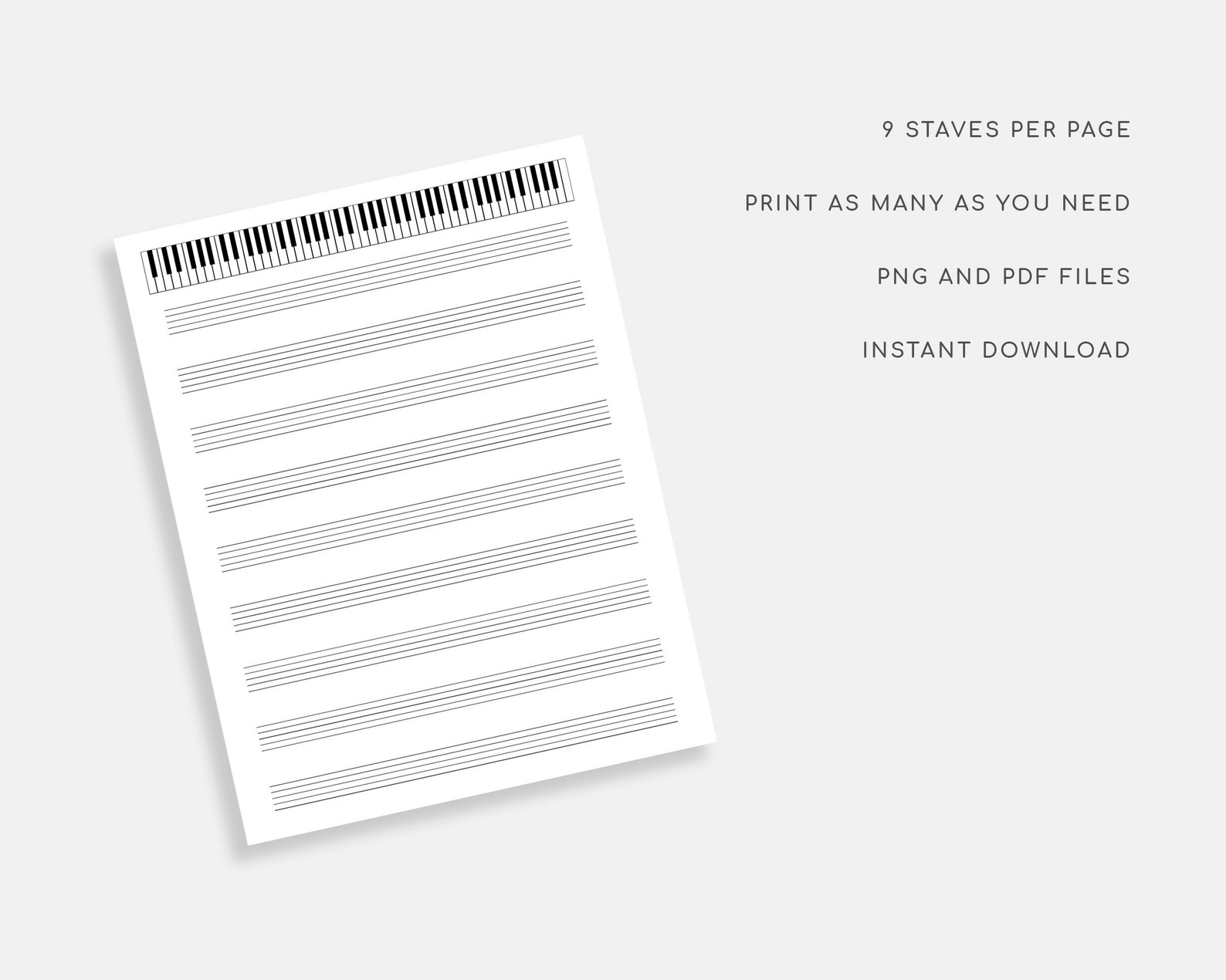 Printable Sheet Music With Piano for Letter/a4. Blank Sheet - Etsy